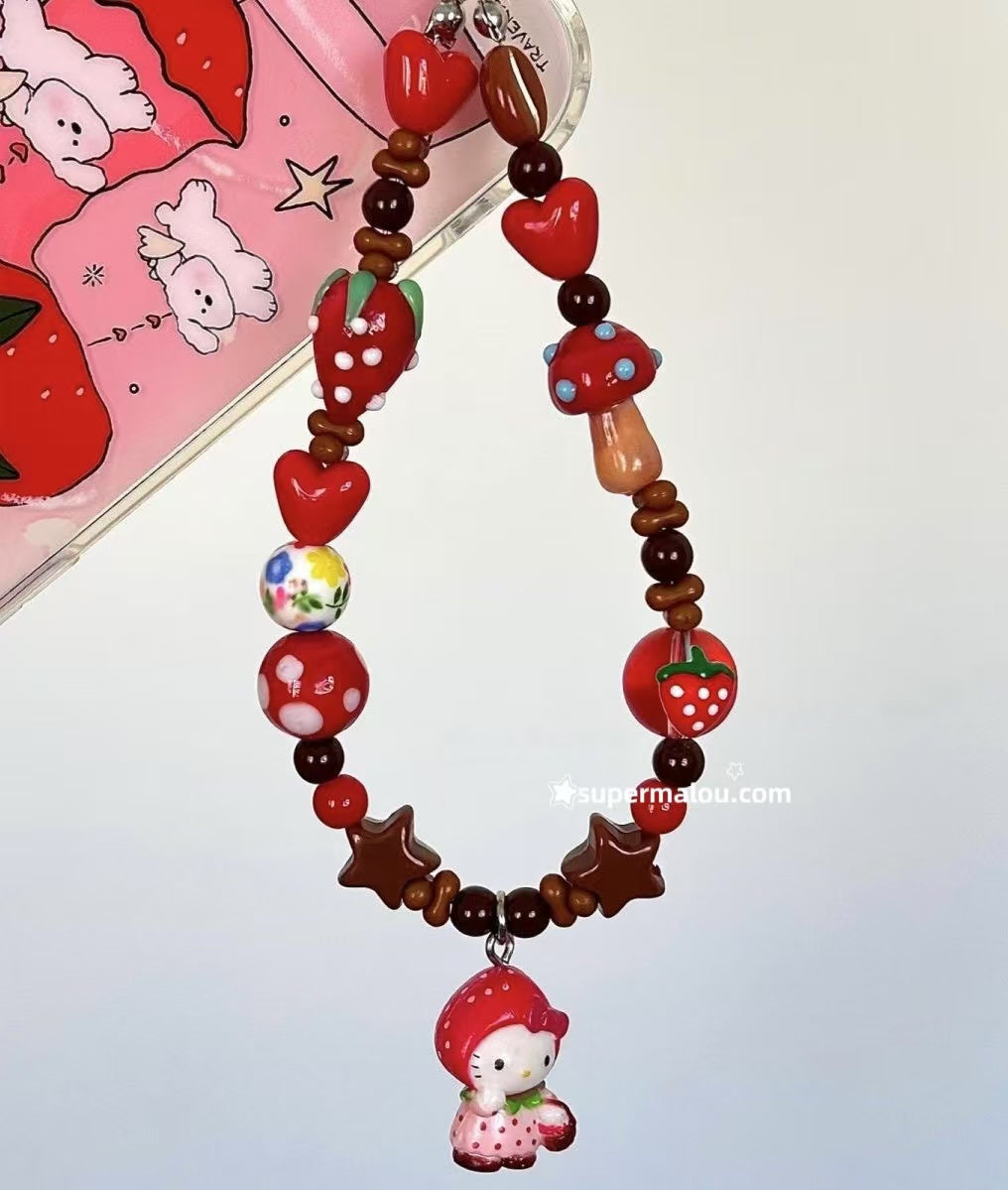 Red Strawberry Hello Kitty Phone Chain