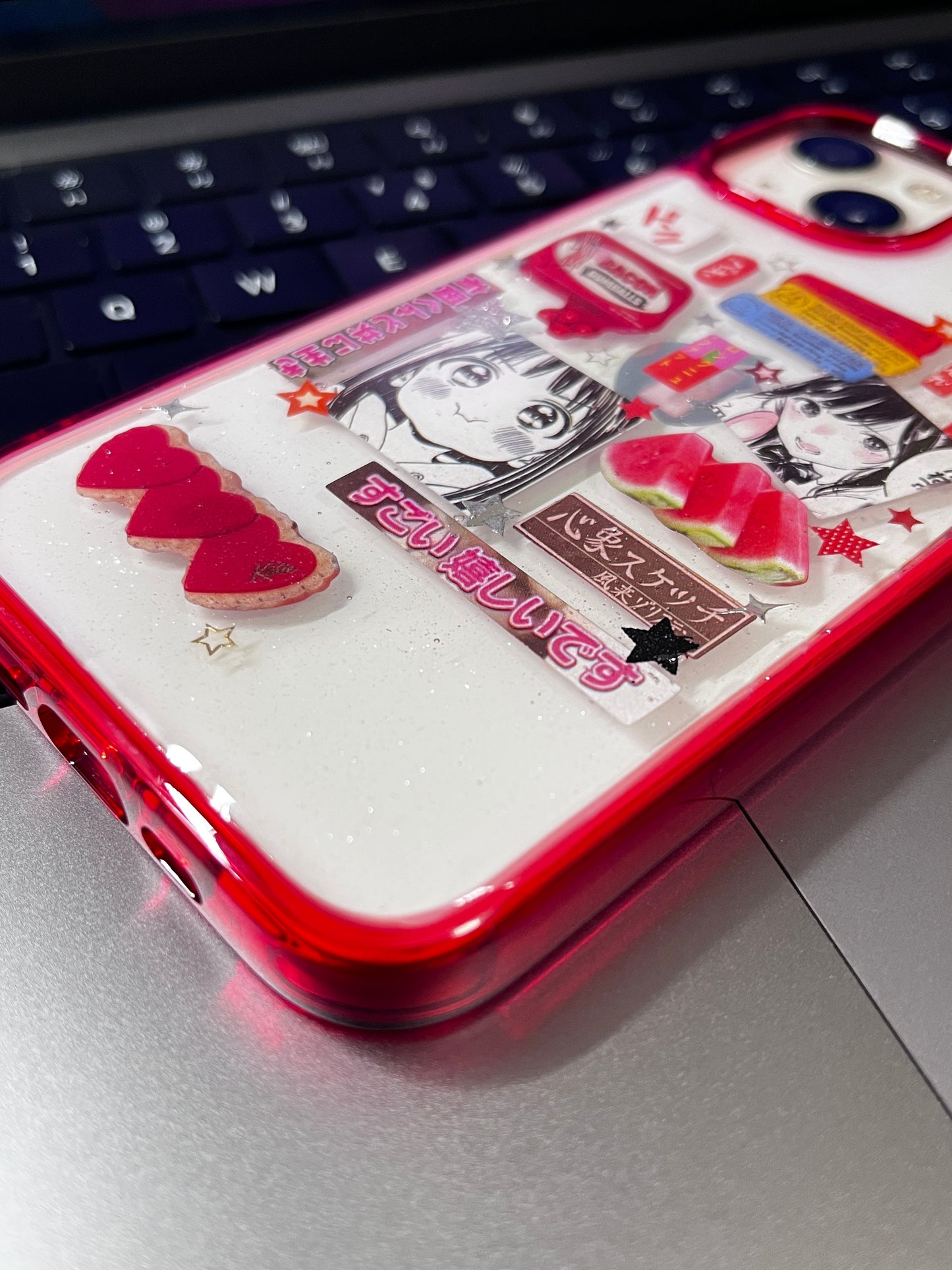 Red Watermelon Cartoon Girl Handmade Dispensing Sticker Phone Case (Only iPhone Case)