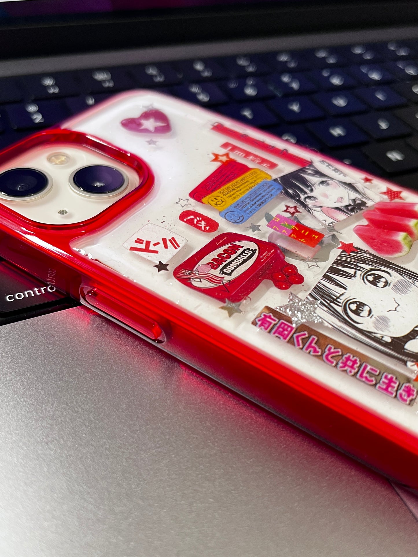 Red Watermelon Cartoon Girl Handmade Dispensing Sticker Phone Case (Only iPhone Case)