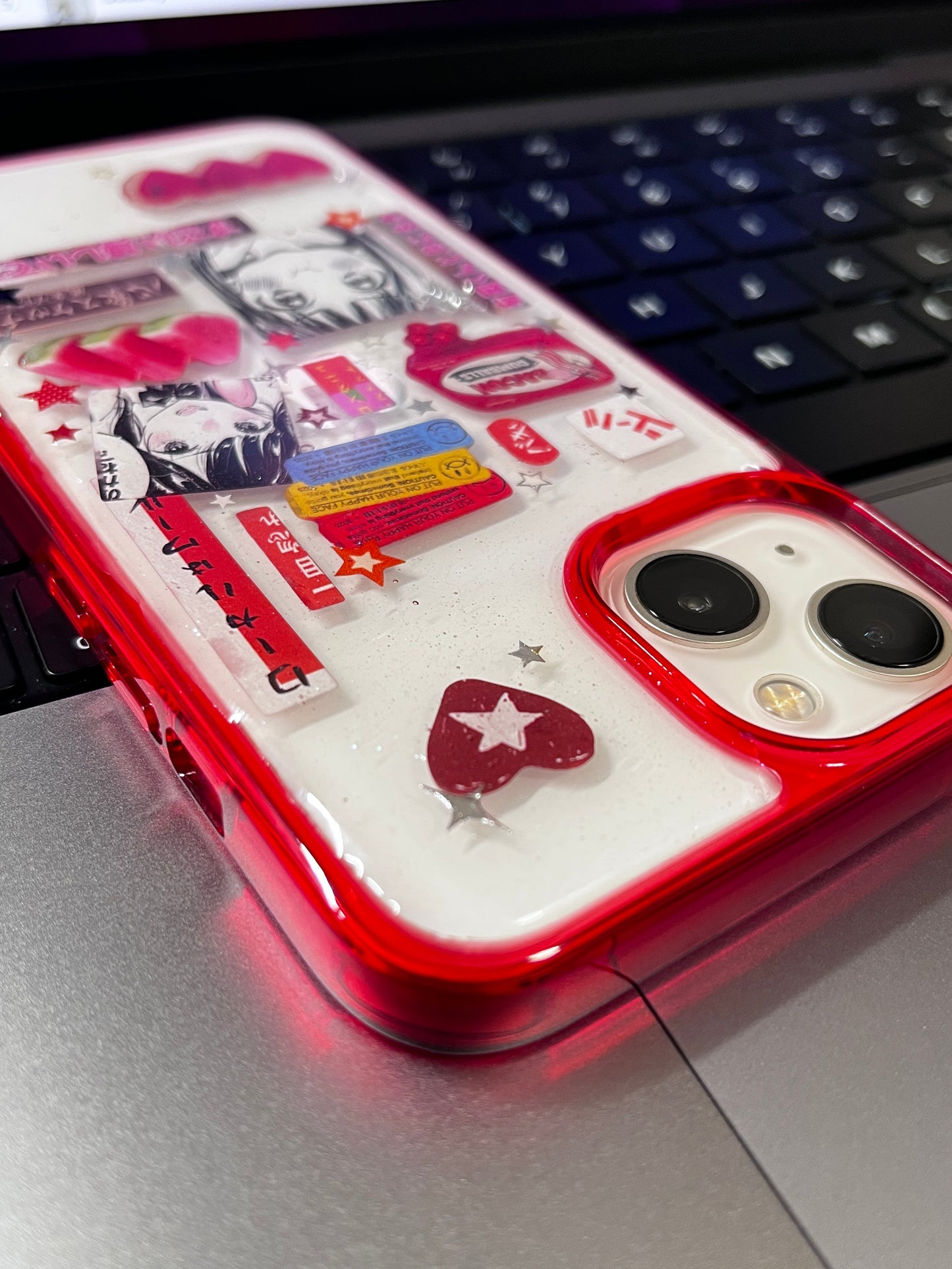 Red Watermelon Cartoon Girl Handmade Dispensing Sticker Phone Case (Only iPhone Case)