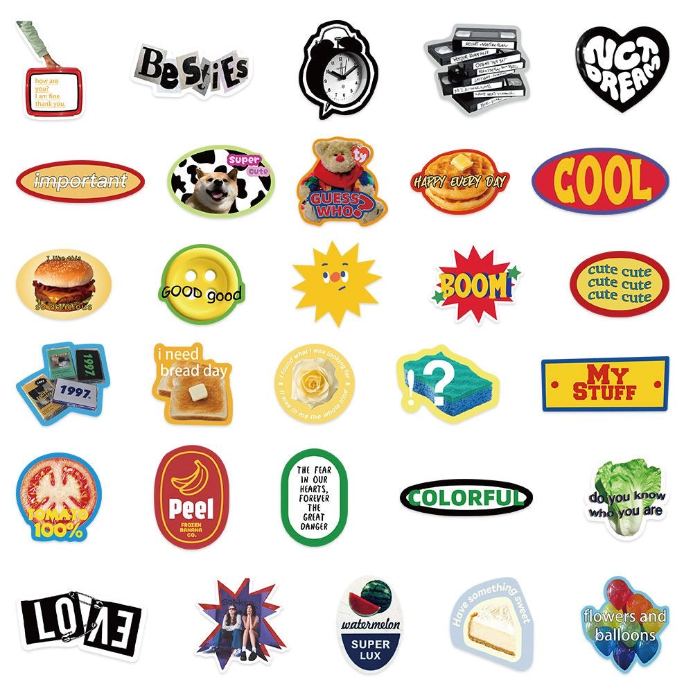 60pcs Retro Cute Scrapbook Stickers American Niche Cartoon Cat IG Phone Case Waterproof Stickers