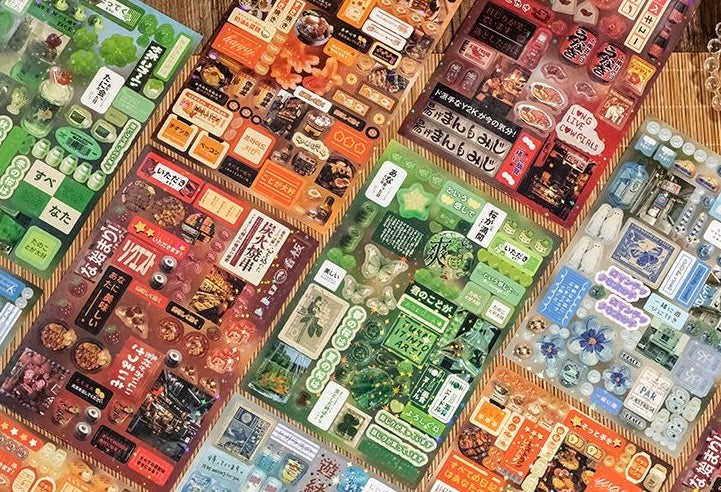 6Pcs Retro Japanese Stickers Set of 4