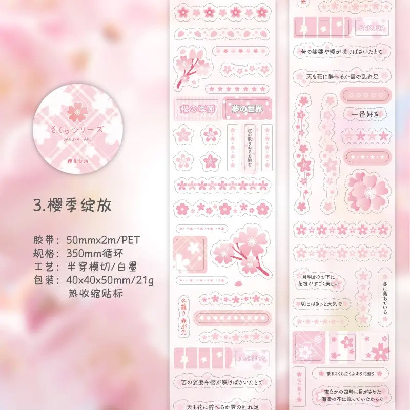 Sakura Japanese Letters Sticker Roll Set Of 4