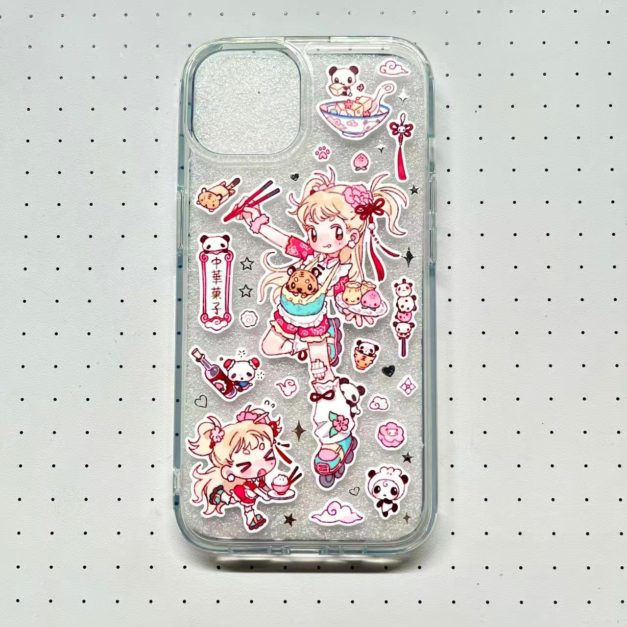 Sakura Roller Stating Girl Handmade Sticker Phone Case (Resin Ver.)