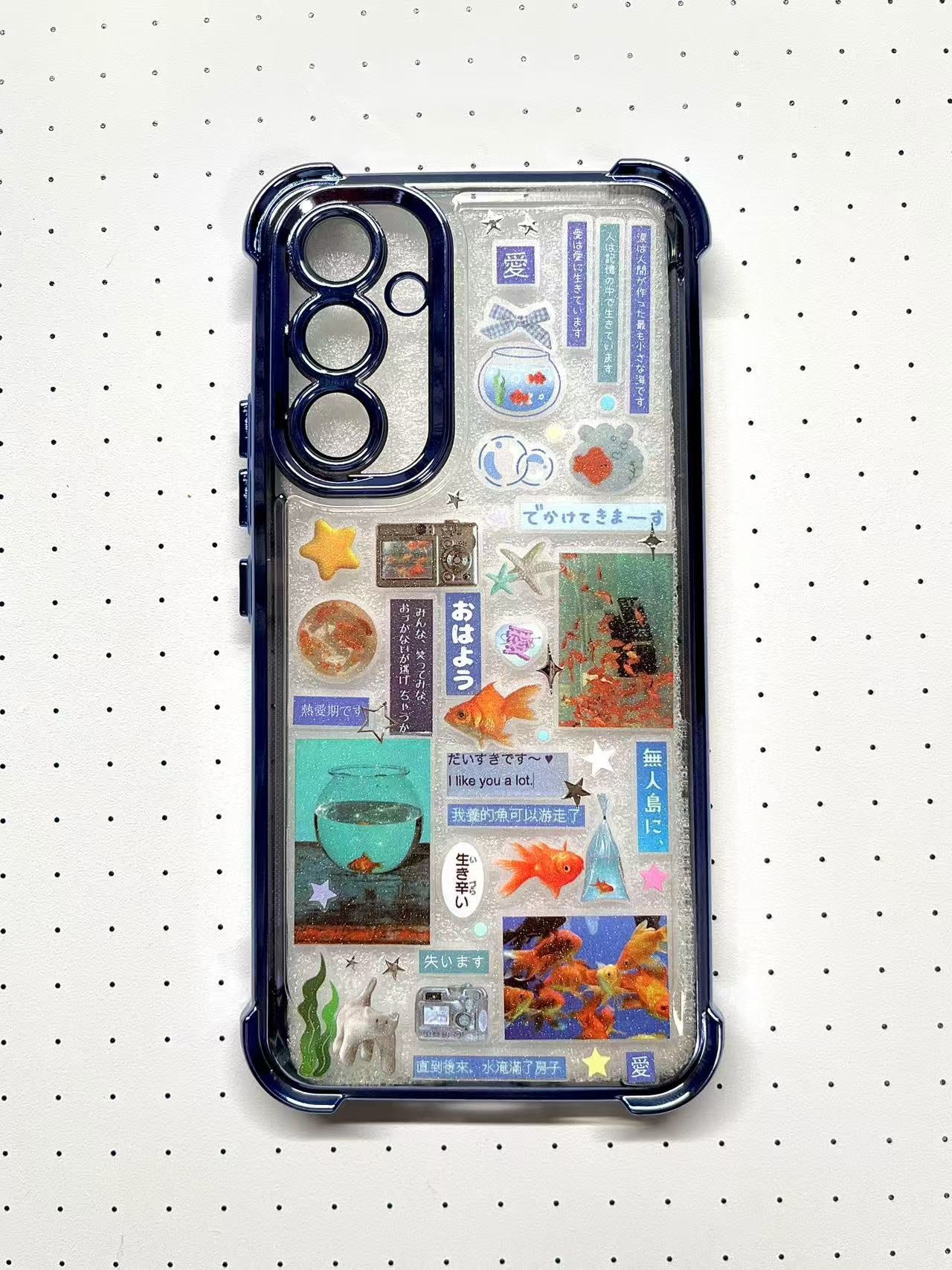 Blue Goldfish Flash Handmade Sticker Phone Case Samsung Case