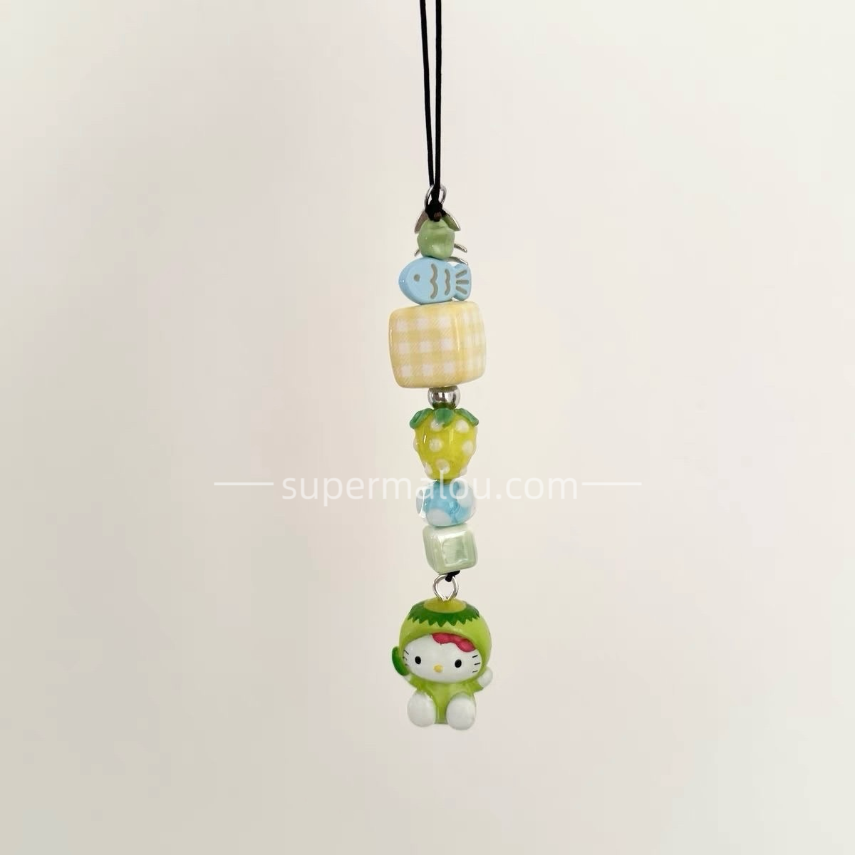 Green Apple Sanrio HelloKitty Beaded Phone Chain ccd Camera Chain Pendant