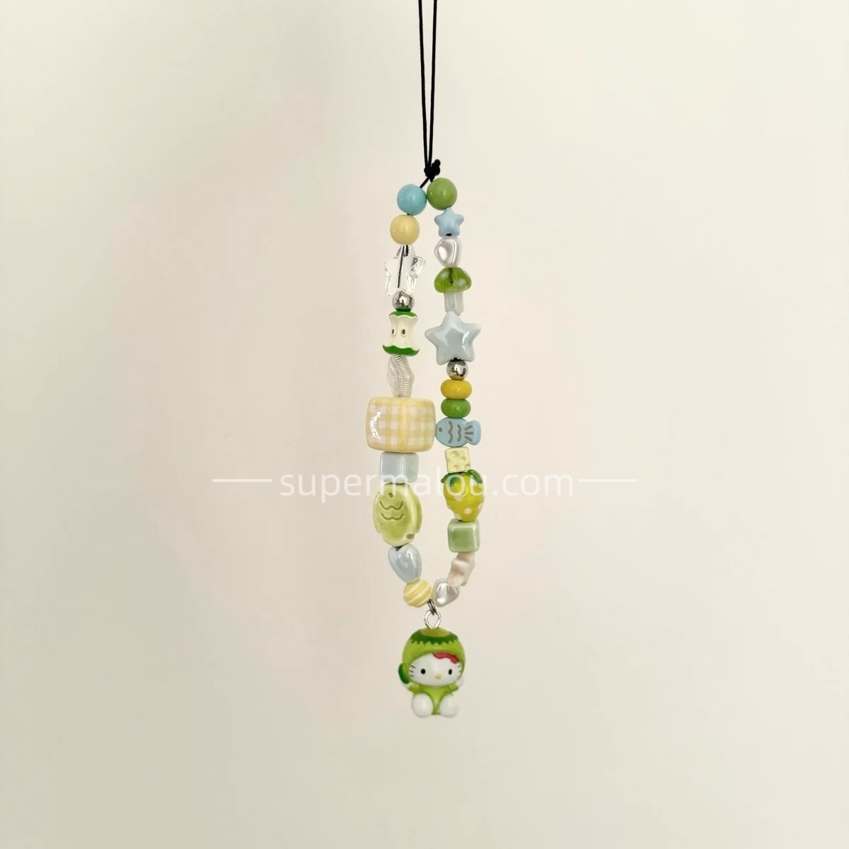 Green Apple Sanrio HelloKitty Beaded Phone Chain ccd Camera Chain Pendant