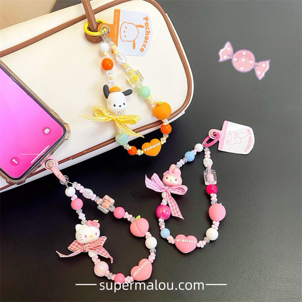 Sanrio Melody Pochacco Kitty Kuromi Cartoon Phone Case Chain