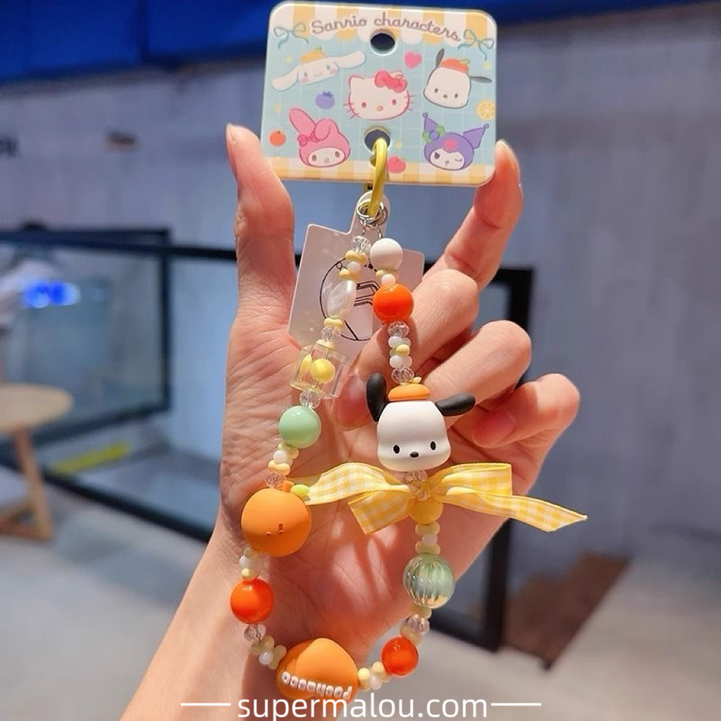 Sanrio Melody Pochacco Kitty Kuromi Cartoon Phone Case Chain