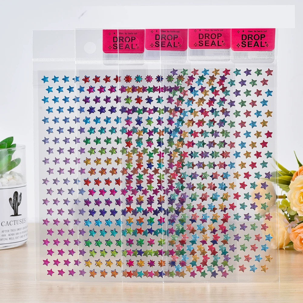 Shiny Rainbow Star 3D Sticker Set Of 4