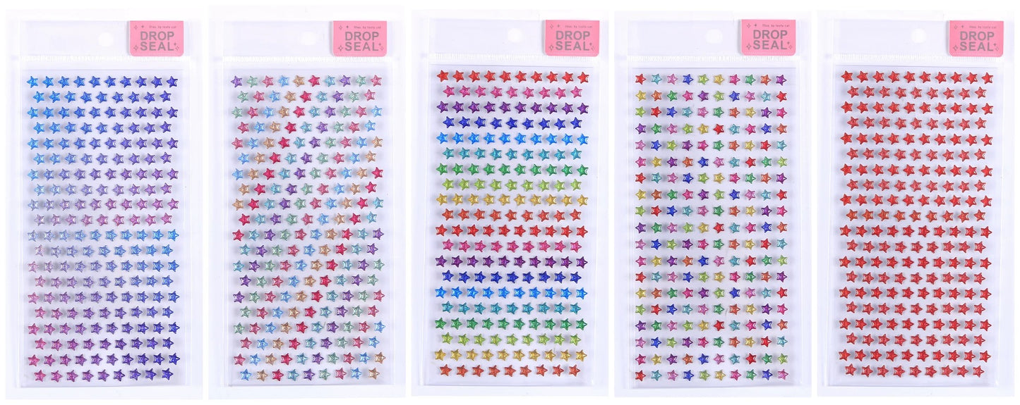 Shiny Rainbow Star 3D Sticker Set Of 4