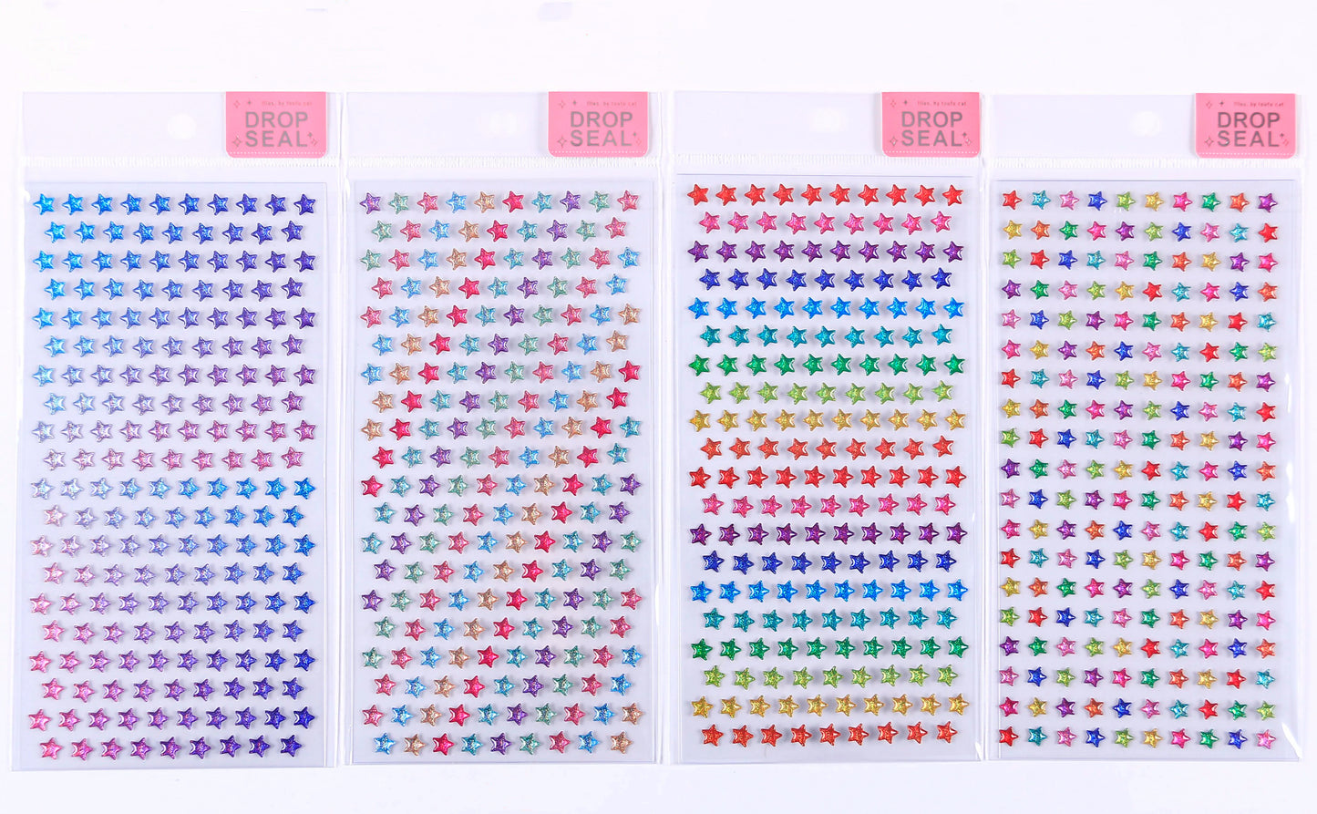 Shiny Rainbow Star 3D Sticker Set Of 4