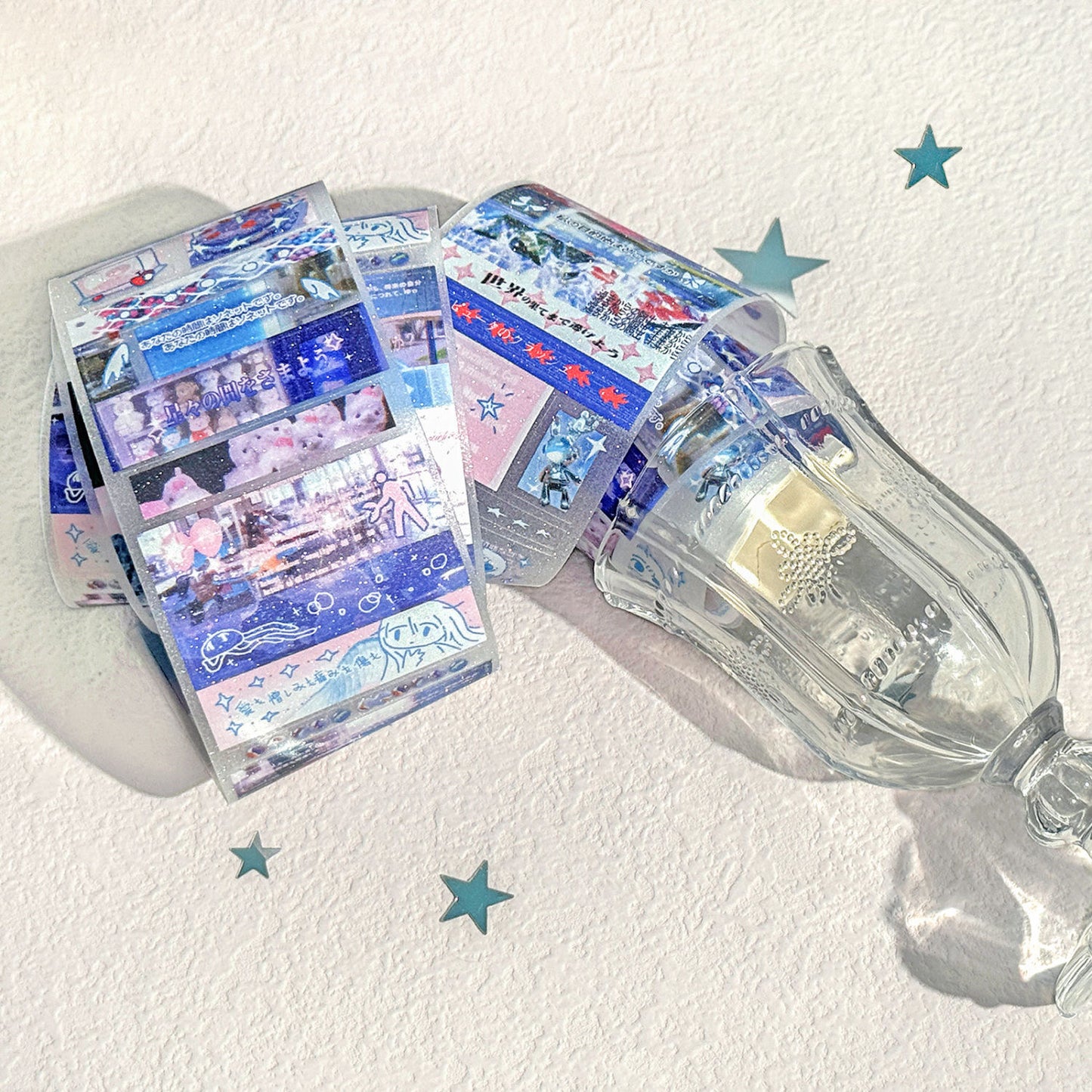 Showa Japanese Letters Flash Sticker Roll Set Of 4