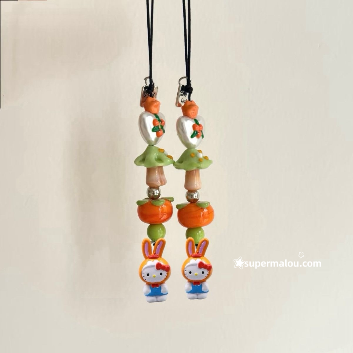 Showa Kitty Persimmon Beaded Phone Chain