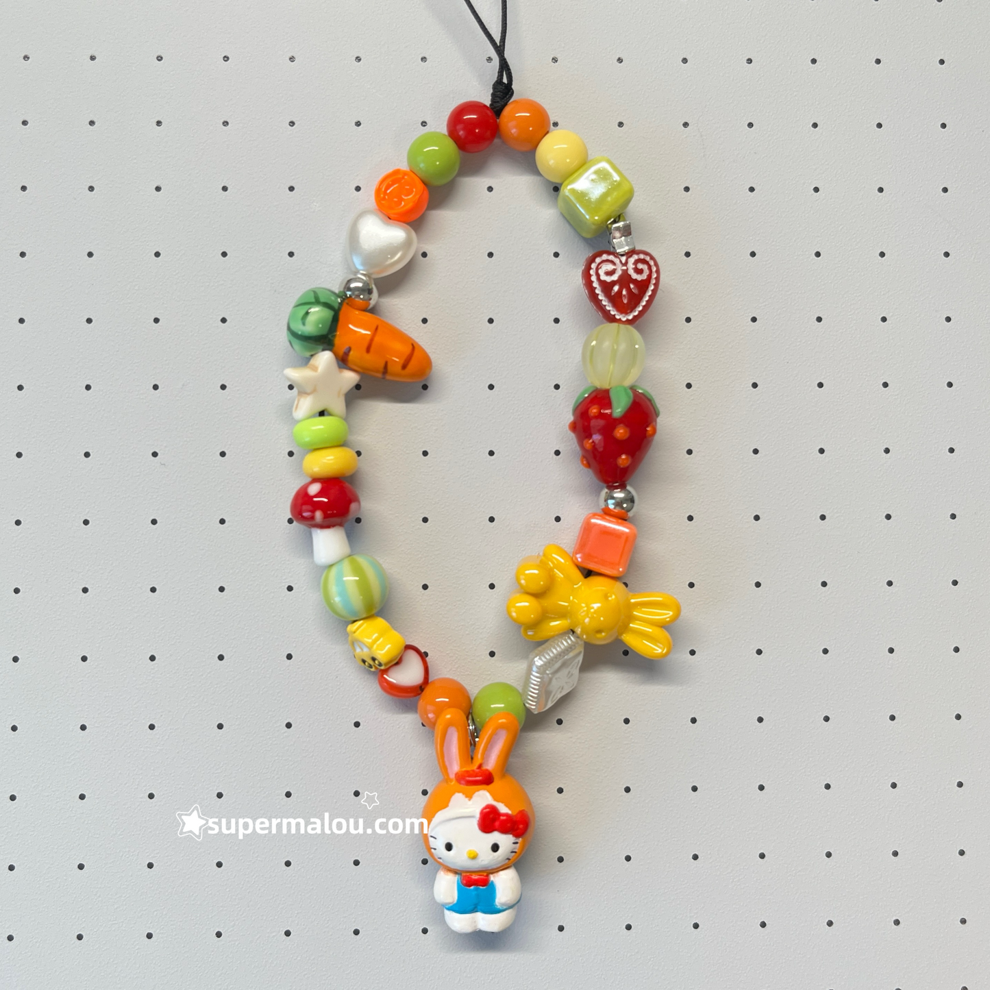 Showa Kitty Persimmon Beaded Phone Chain