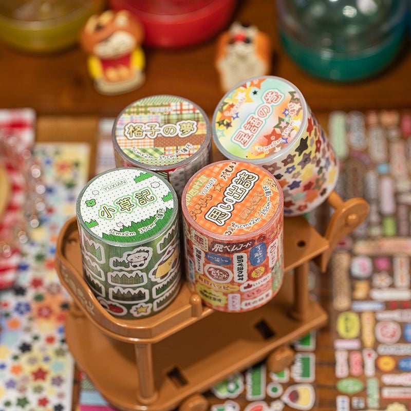 Showa Retro Deco Flash Sticker Roll Set Of 4