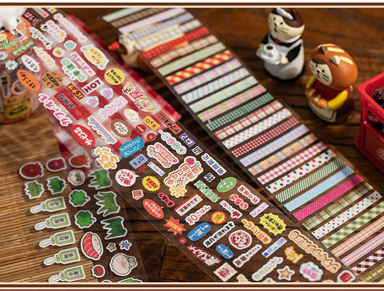 Showa Retro Deco Flash Sticker Roll Set Of 4