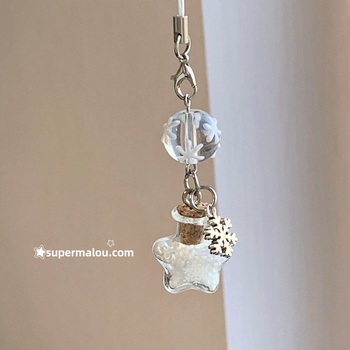 Snow Star Wishing Bottle Phone Chain
