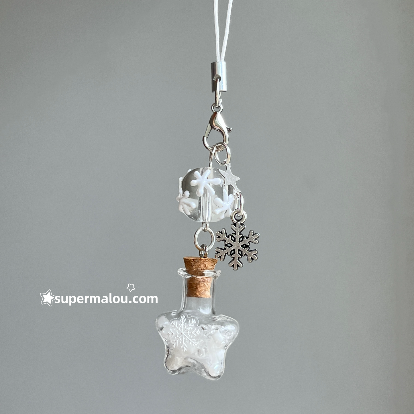 Snow Star Wishing Bottle Phone Chain