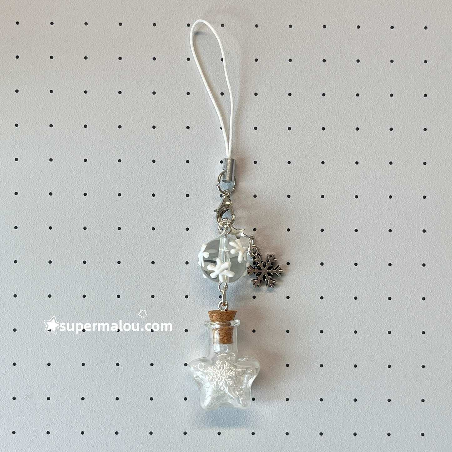 Snow Star Wishing Bottle Phone Chain