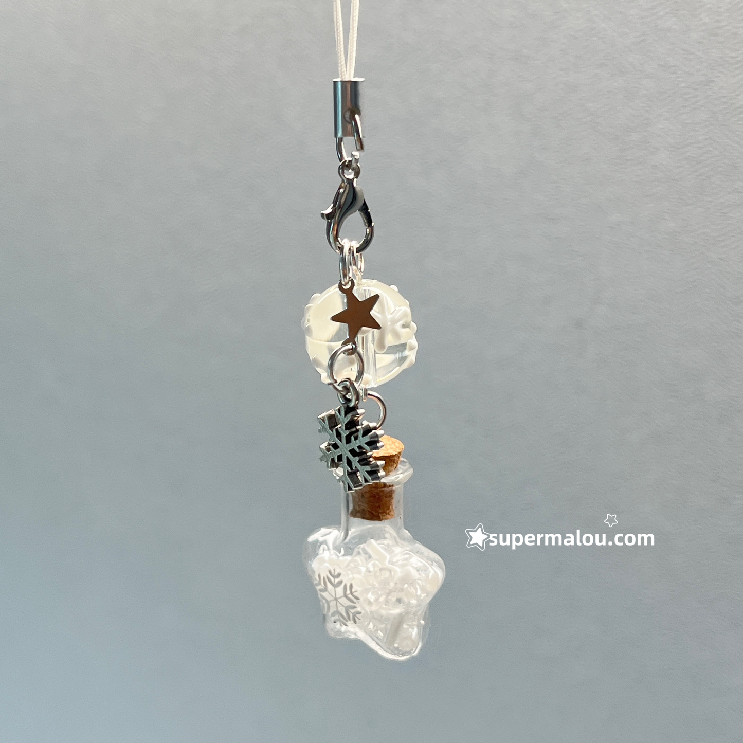 Snow Star Wishing Bottle Phone Chain