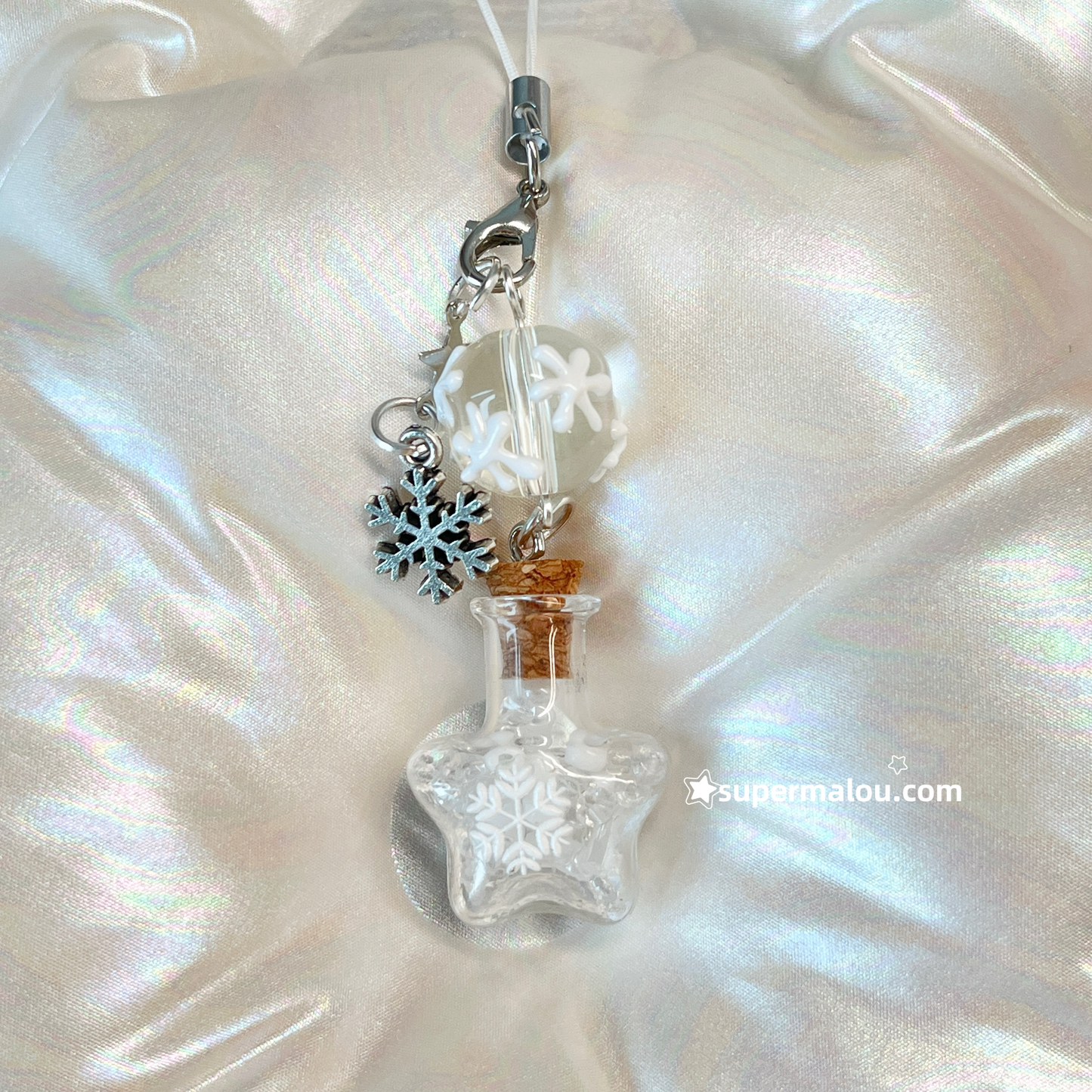 Snow Star Wishing Bottle Phone Chain