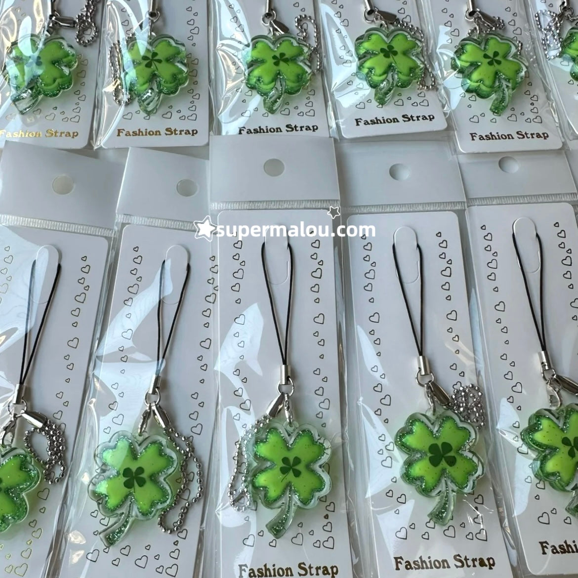 Sparkling Clover Pendant Clover Phone Chain