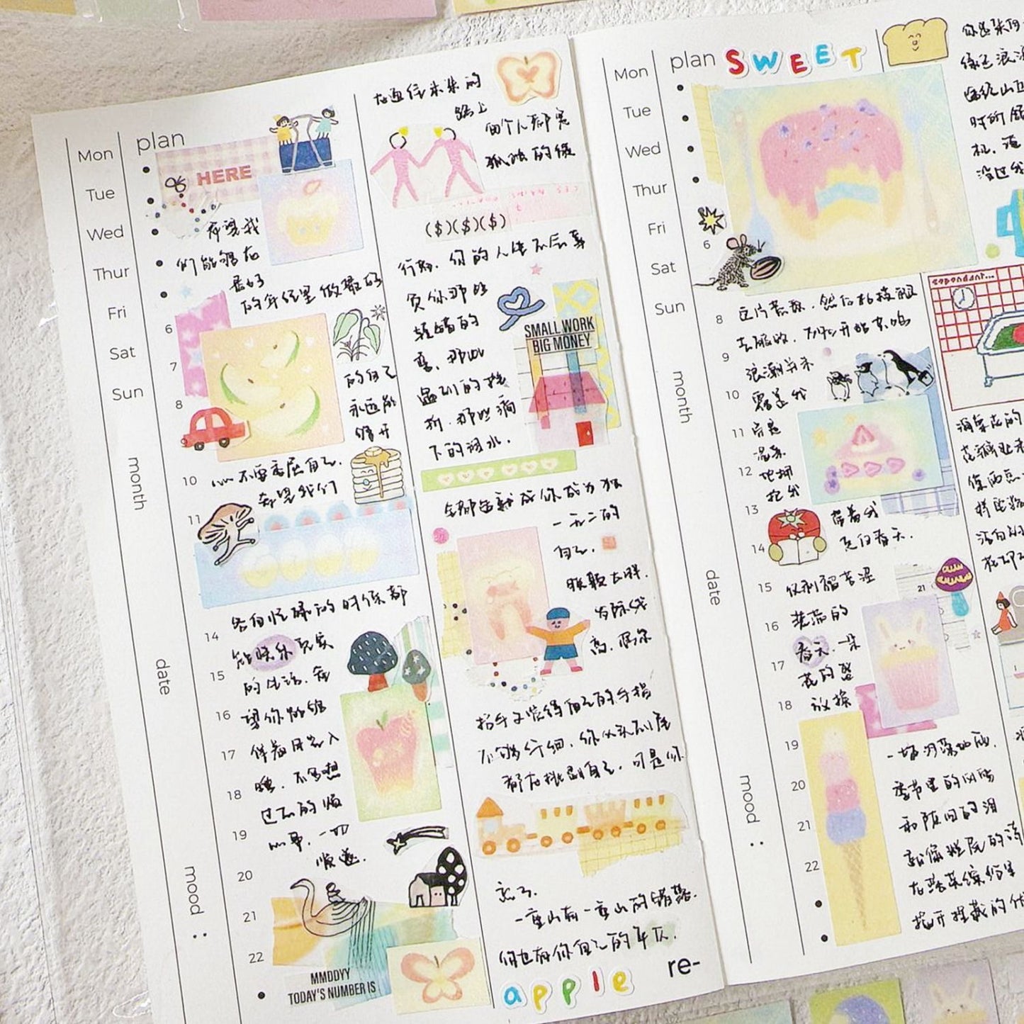 2M Sparkling Sand Girl Heart Apple Flower Stickers Roll