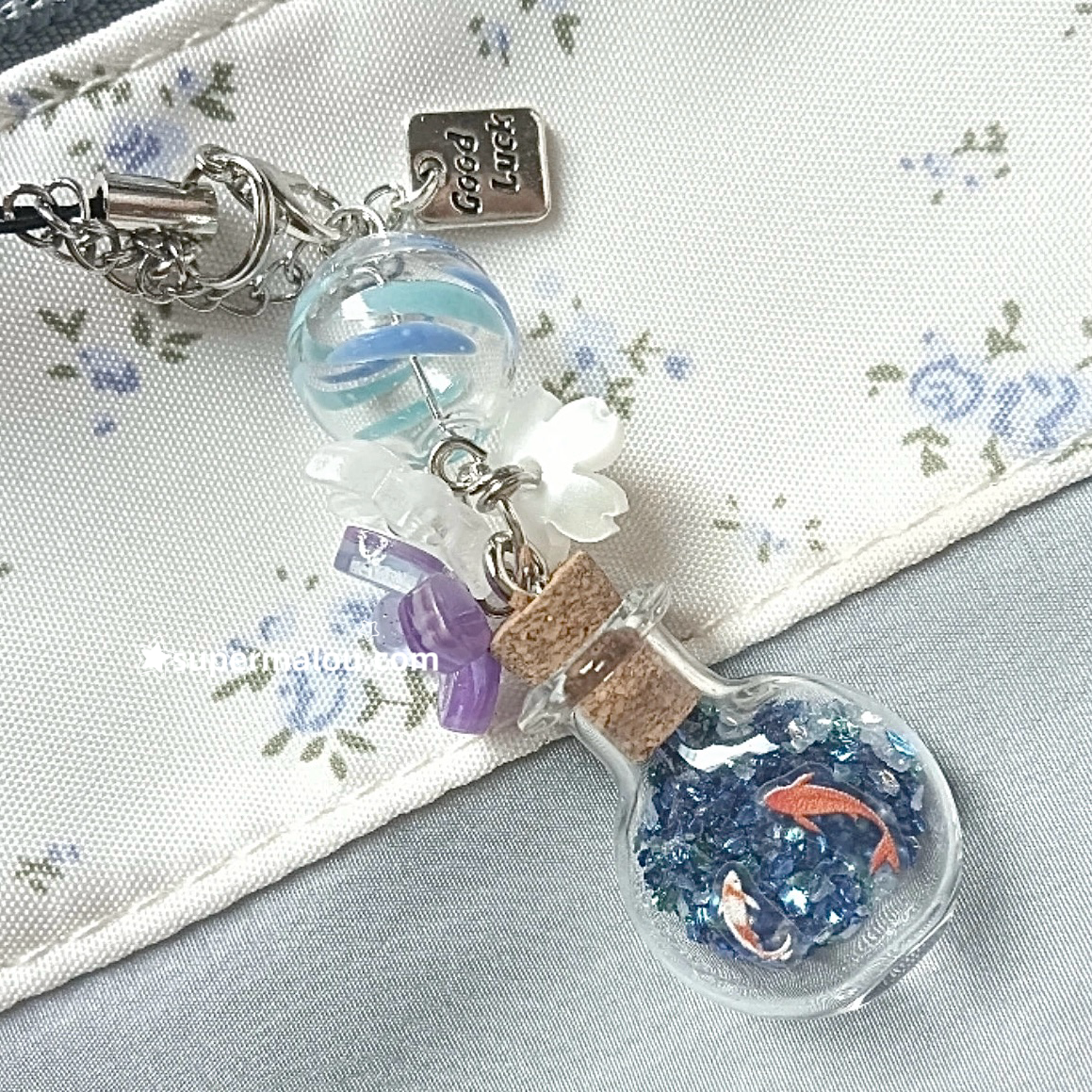 Summer Festival Little Goldfish Drifting Bottle Phone Chain