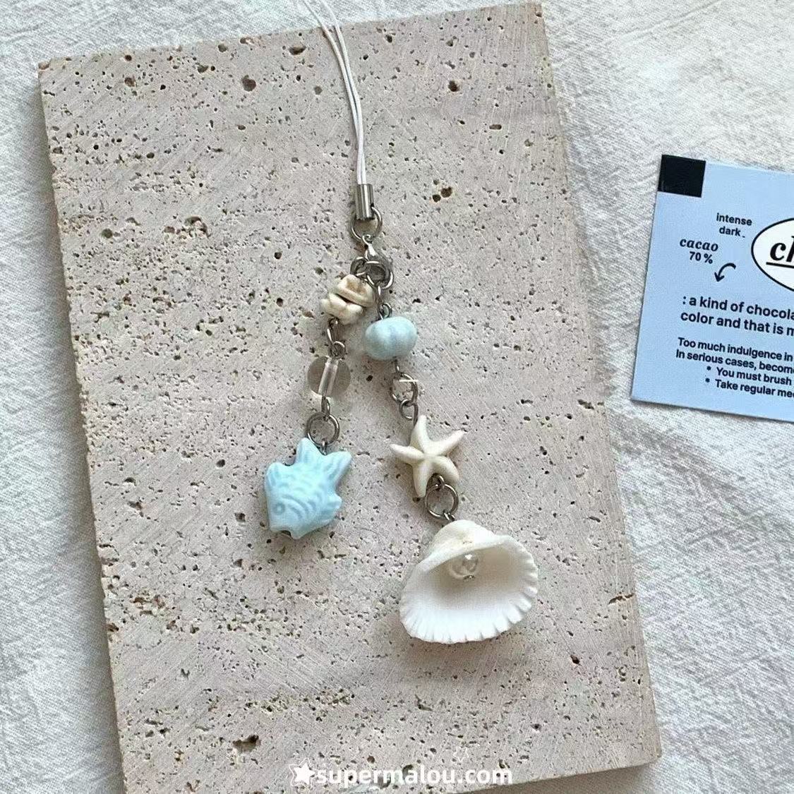 Summer Starfish Phone Chain Keychain
