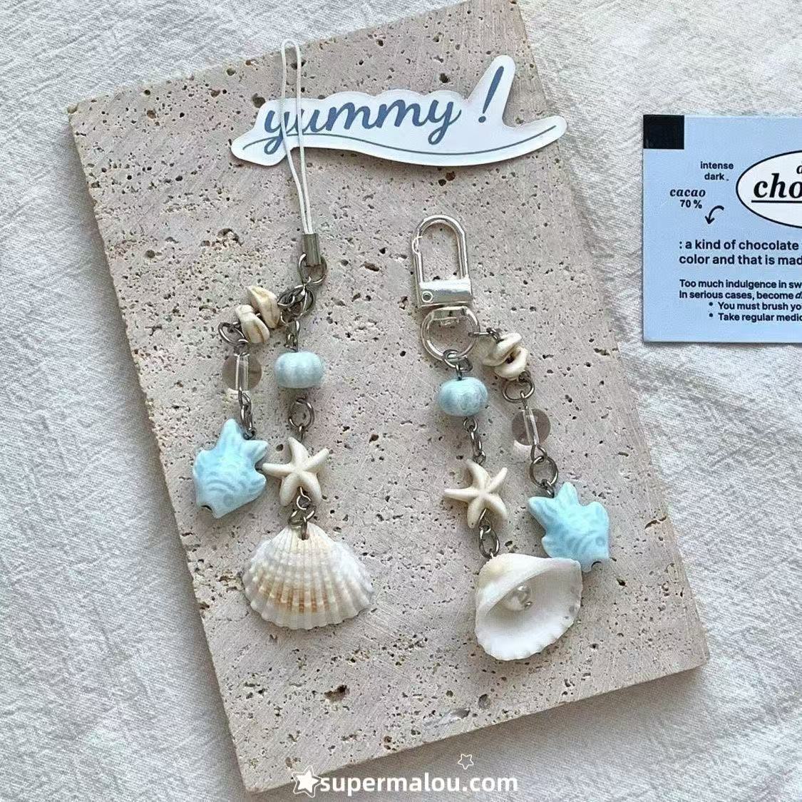 Summer Starfish Phone Chain Keychain