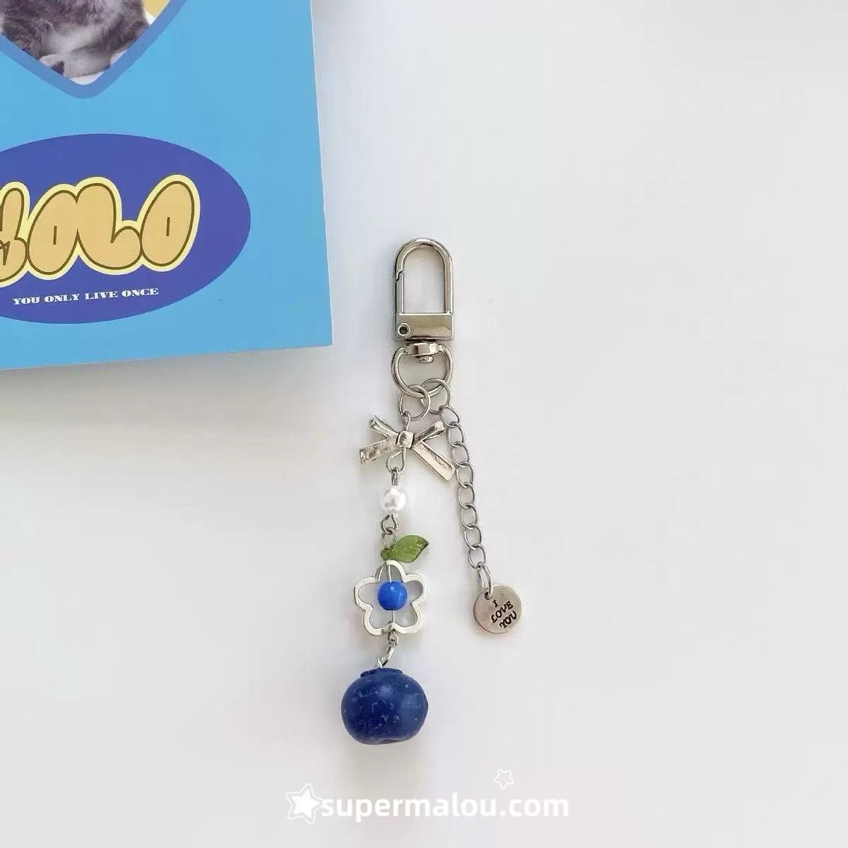 Sweetheart Blueberry Phone Chain Keychain