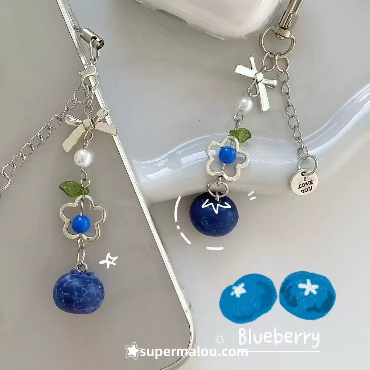 Sweetheart Blueberry Phone Chain Keychain
