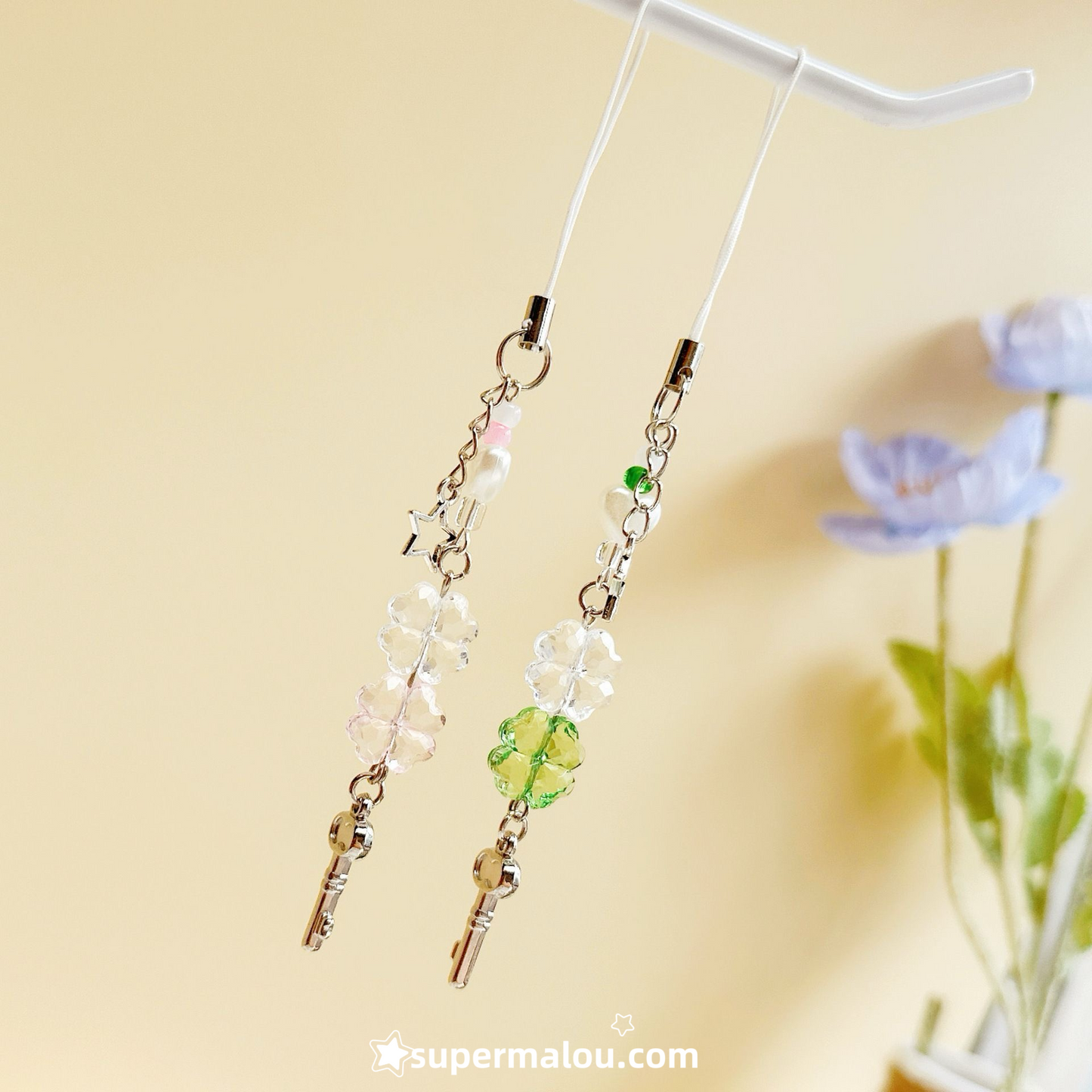 Three Color Clover Phone Chain
