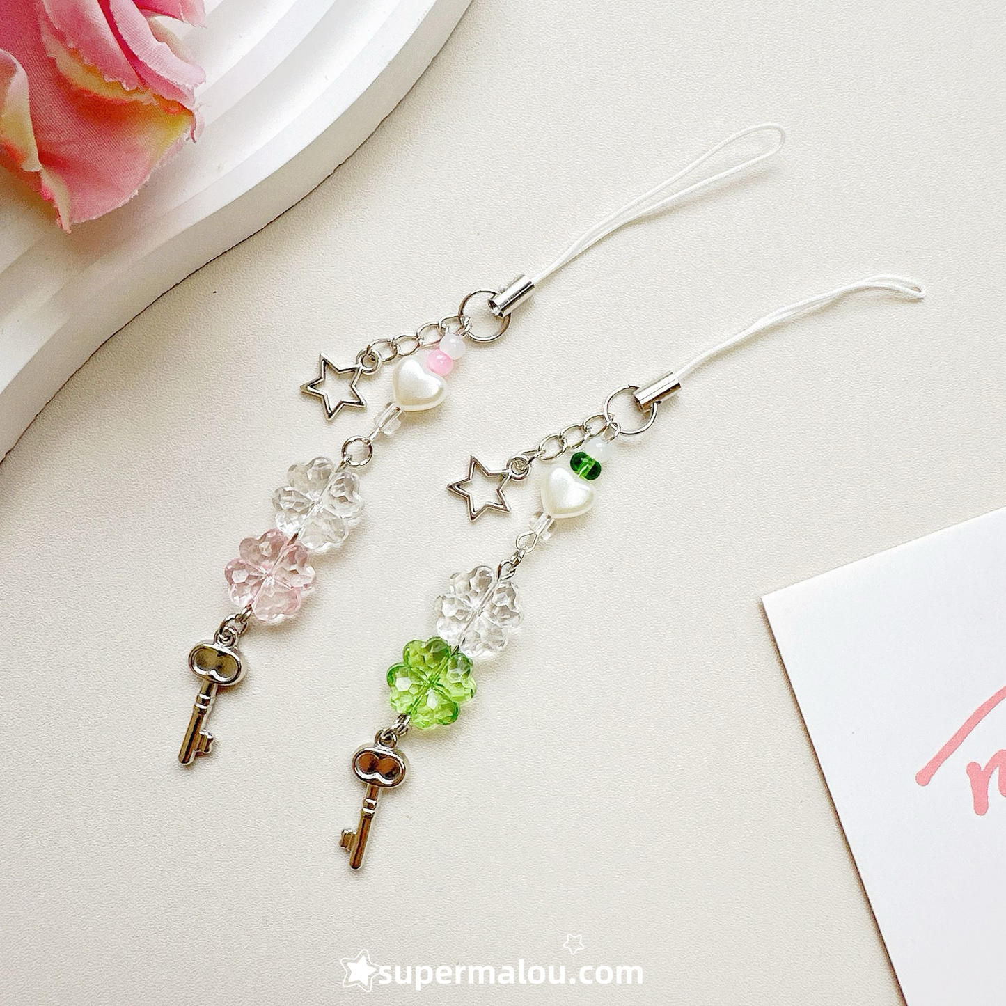 Three Color Clover Phone Chain