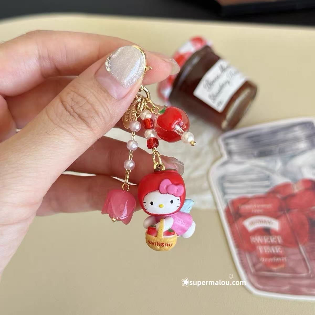Tiny Apple Angel Kitty Pendant