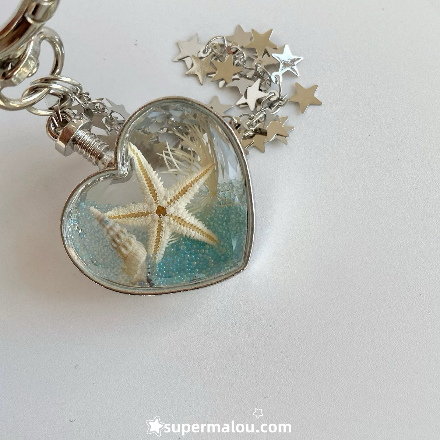 Transparent Glass Starfish Keychain
