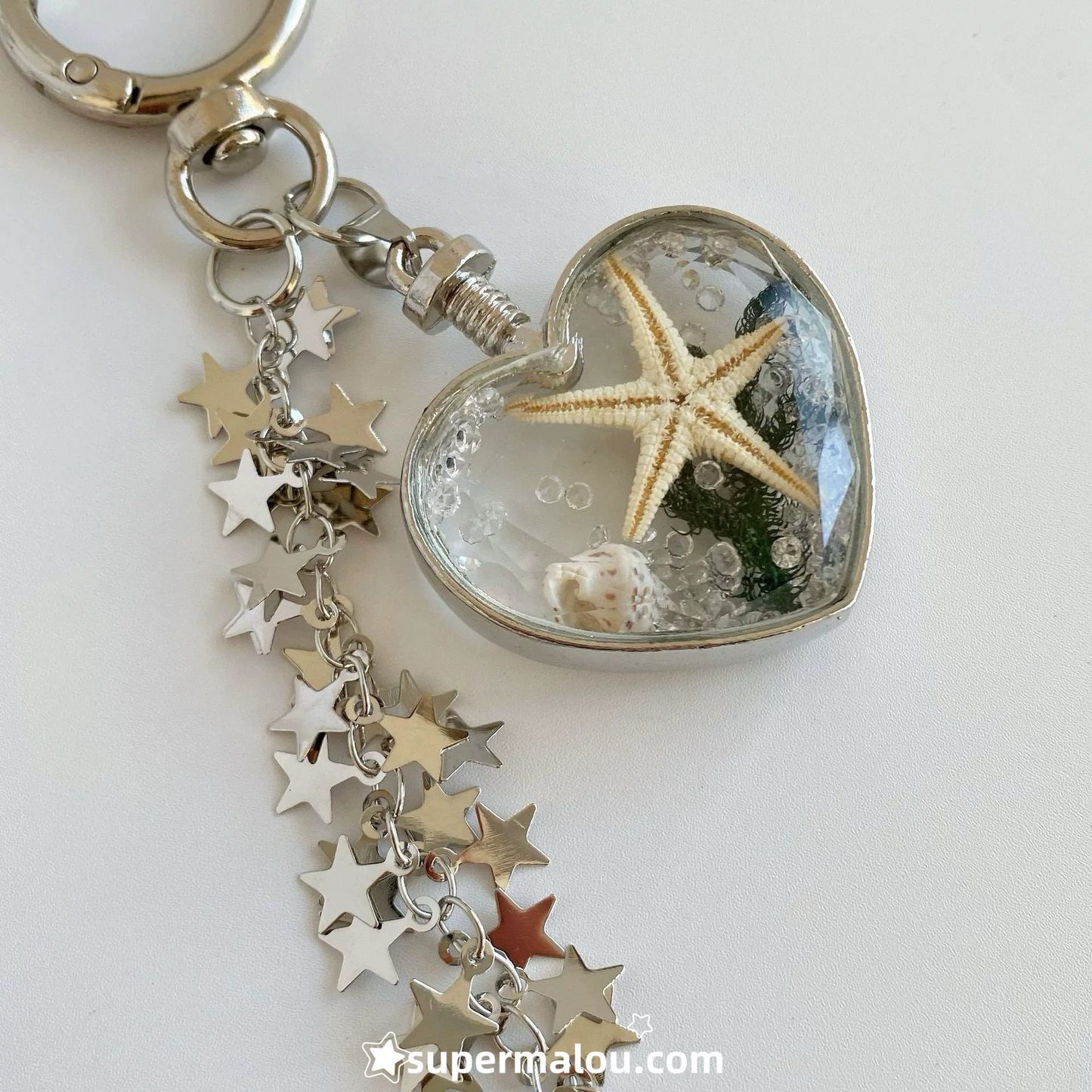 Transparent Glass Starfish Keychain