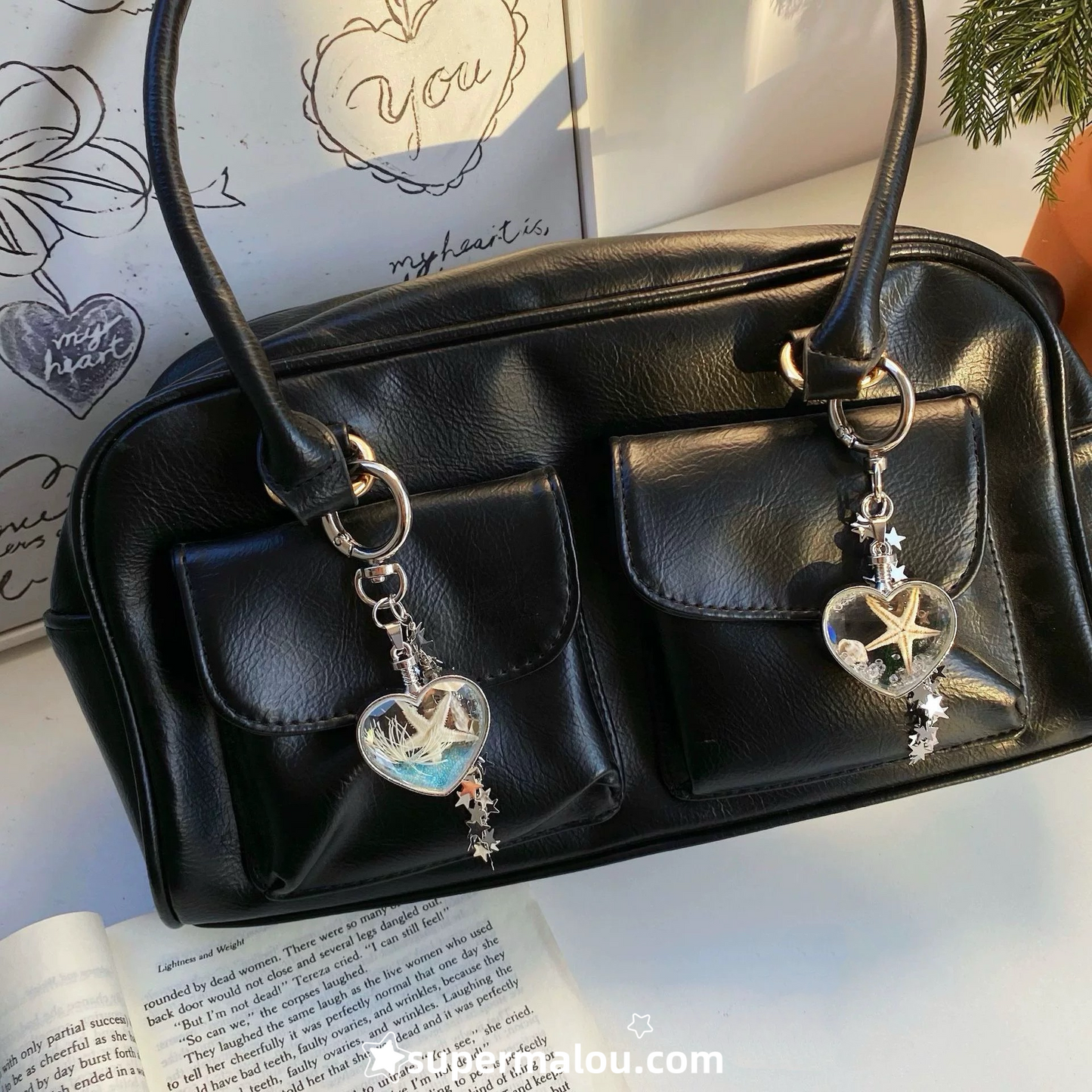 Transparent Glass Starfish Keychain