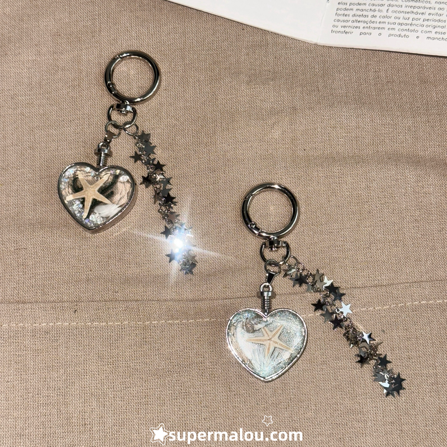Transparent Glass Starfish Keychain