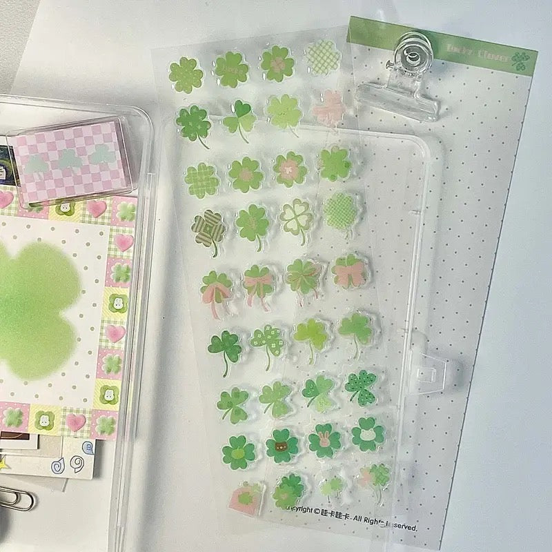 3D Drip Rubber Clover Love Stickers