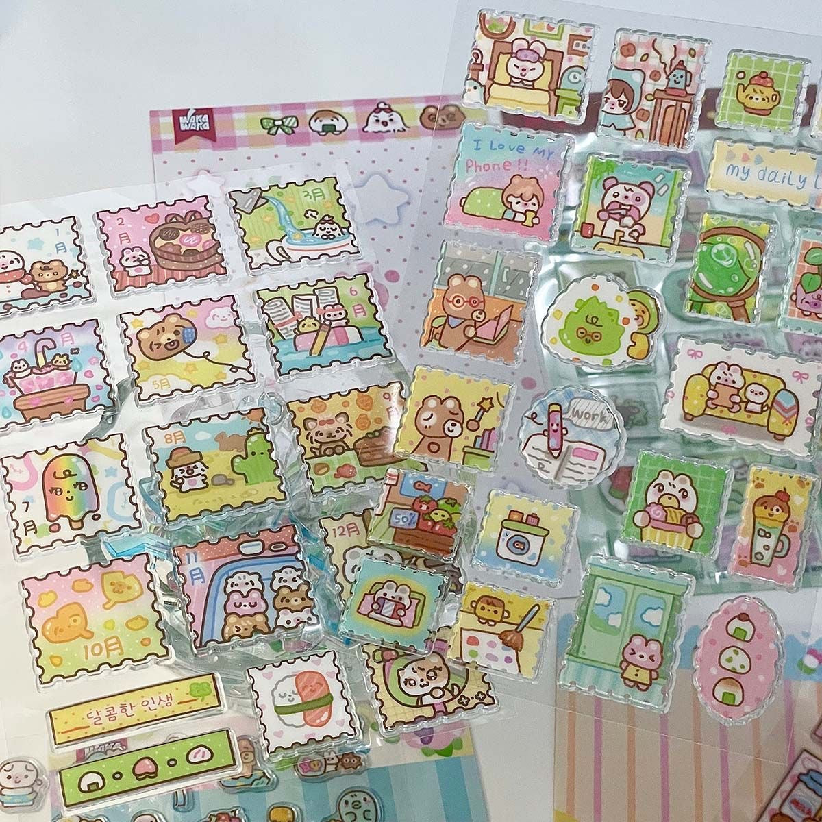 Cute 3D Drip Rubber Stamp Stickers