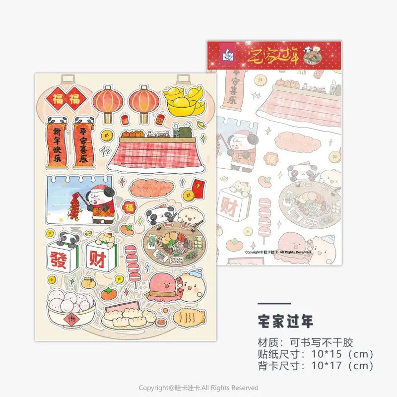 Panda Clover Snowman Deco Cartoon Sticker