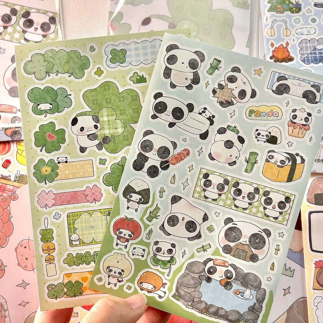 Panda Clover Snowman Deco Cartoon Sticker