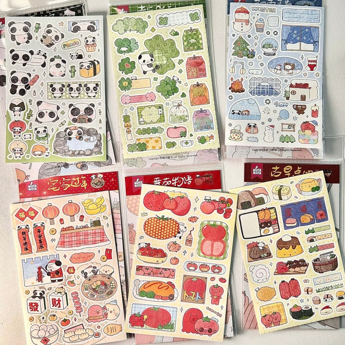 Panda Clover Snowman Deco Cartoon Sticker