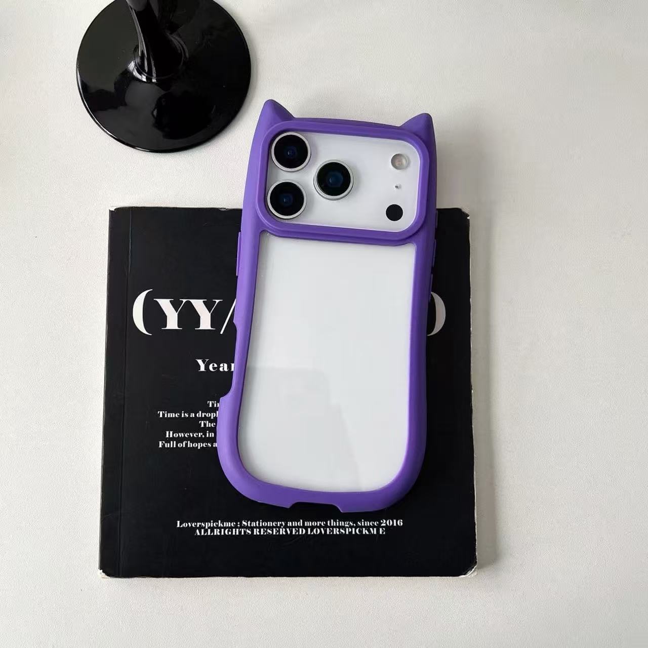 Colorful Border Cat Ear DIY Clear iPhone Case
