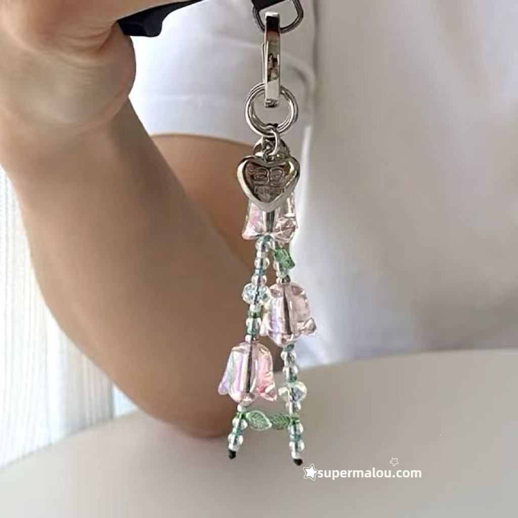 Wind Chime Flower Bead Phone Chain (Include Clip)