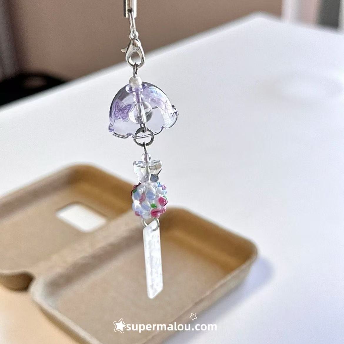 Wisteria Flower Wind Chime Phone Chain