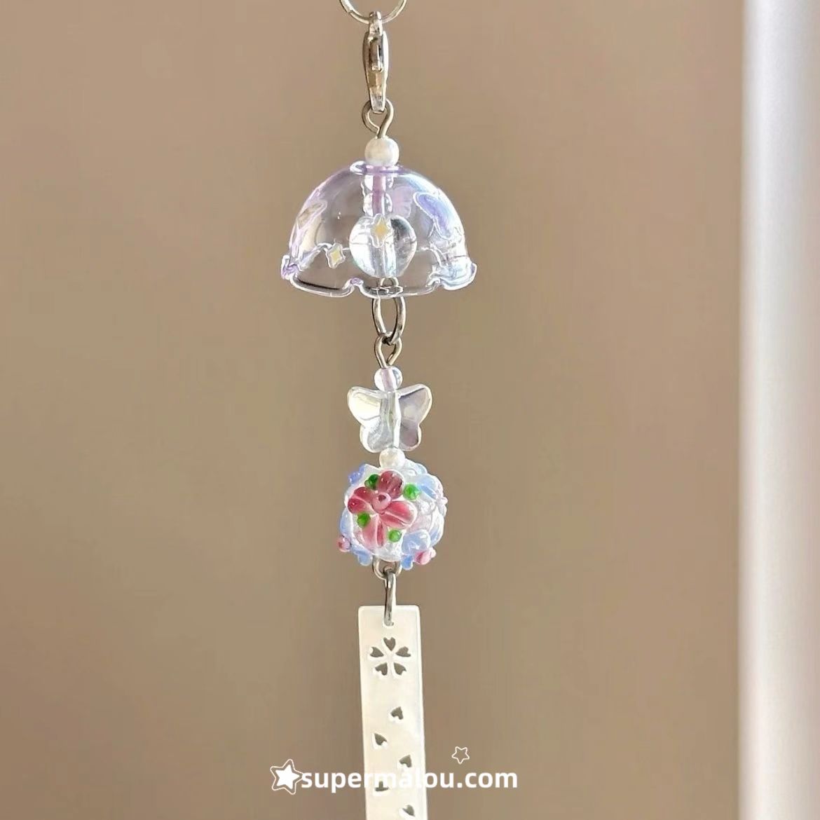 Wisteria Flower Wind Chime Phone Chain