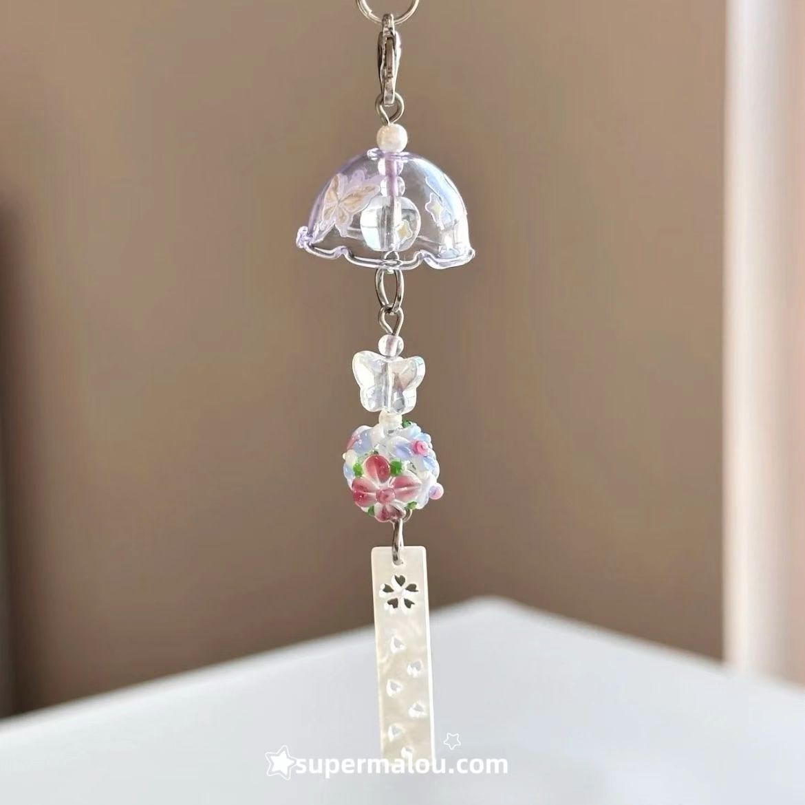 Wisteria Flower Wind Chime Phone Chain